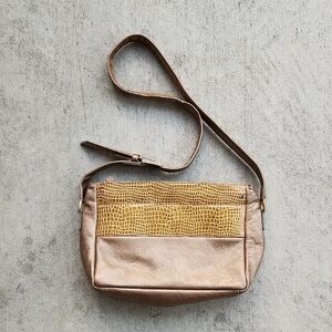 SAS Tan and Gold Crossbody Bag